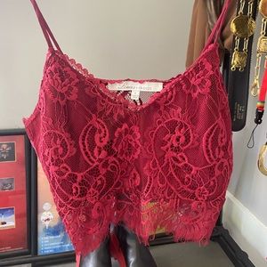 Lovers + friends burgundy lace top